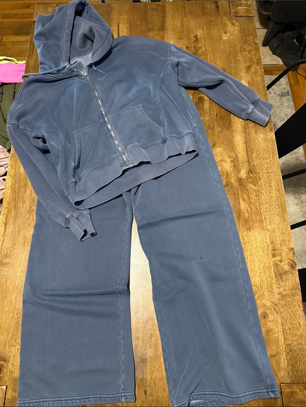 Abercrombie & Fitch Gray Full-Zip Sherpa-Lined Hoodie & Wide Leg Pants